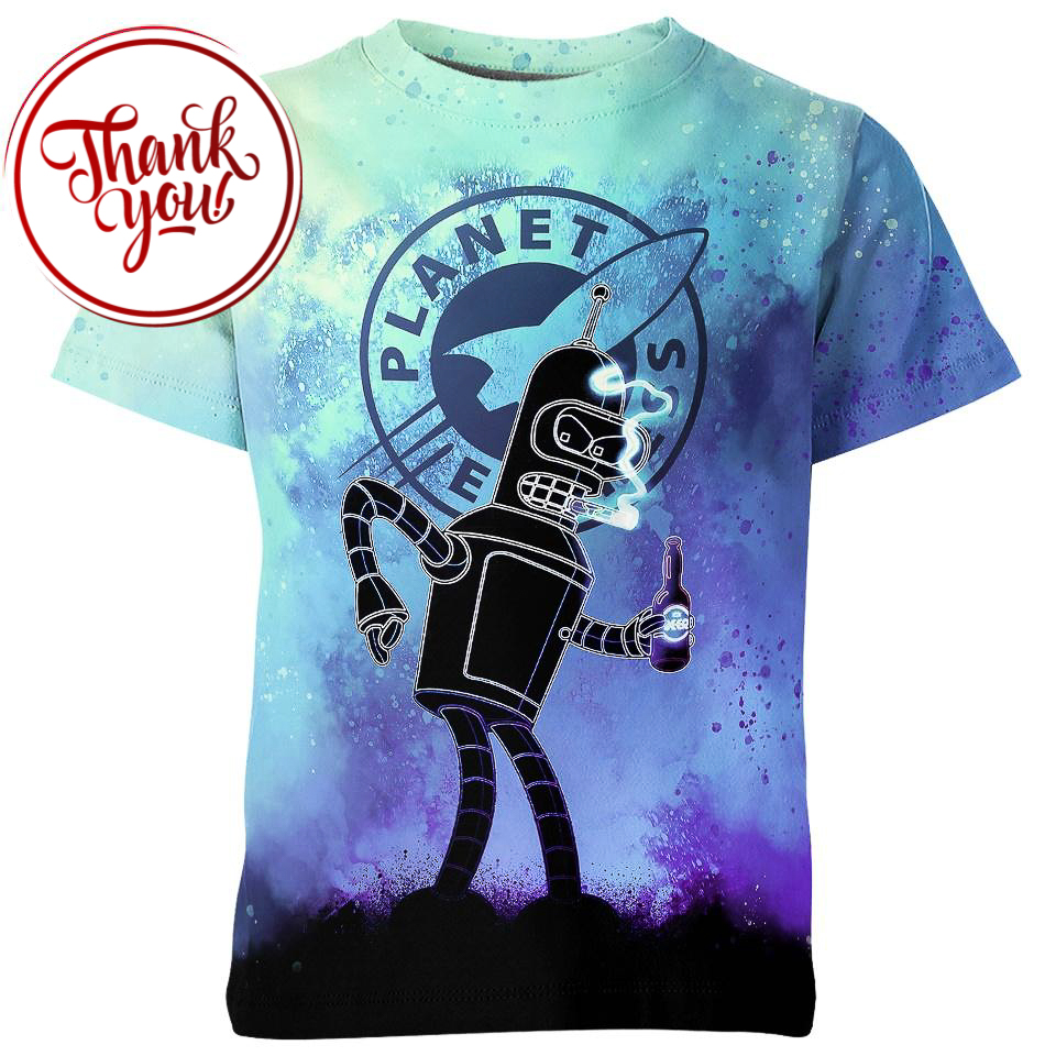 Bender Futurama Cartoon 3D Print Unisex T-Shirt