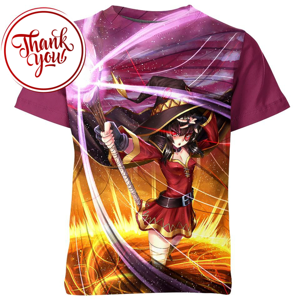 Megumin Arch Wizard Konosuba Anime 3D Print Unisex T-Shirt