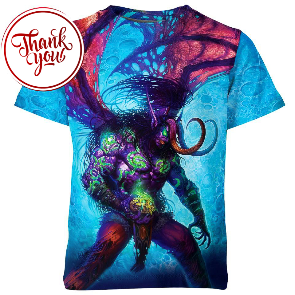 Brutal Version Of Illidan Stormrage WoW Game 3D Print Unisex T-Shirt