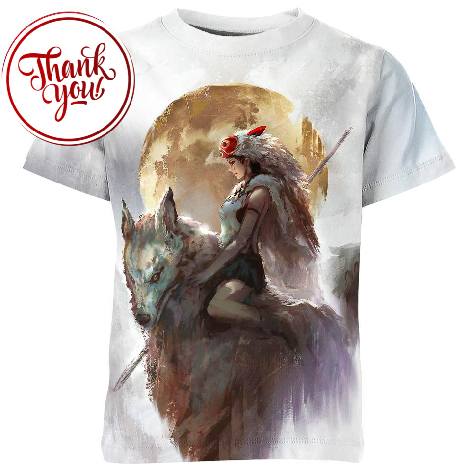 Moon and Princess Mononoke 3D Print Unisex T-Shirt
