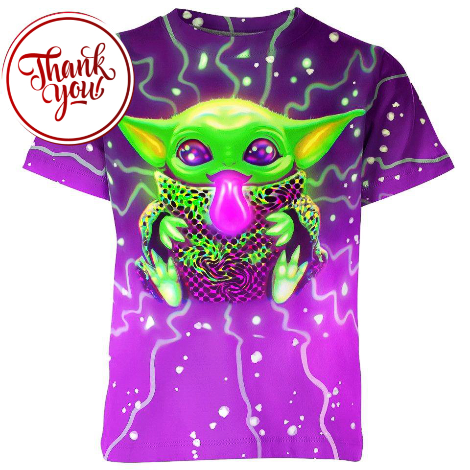 Colorful Baby Yoda 3D Print Unisex T-Shirt