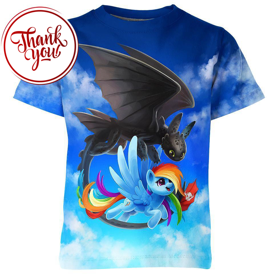 Over The Rainbow - Rainbow Dash and Toothless 3D Print Unisex T-Shirt