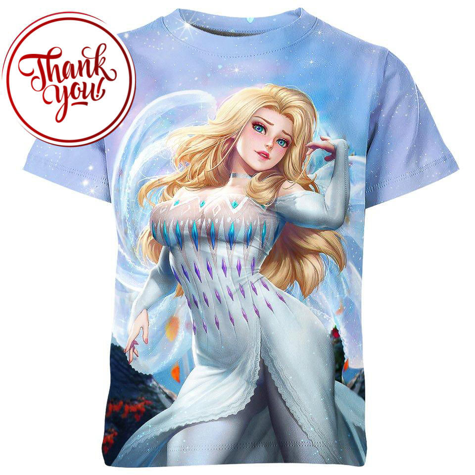 Chubby Blonde Elsa Frozen 3D Print Unisex T-Shirt