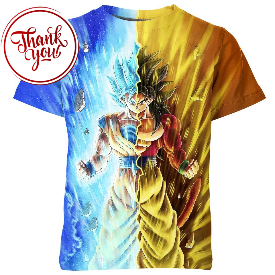 SSJ Blue And SS4 Goku 3D Print Unisex T-Shirt