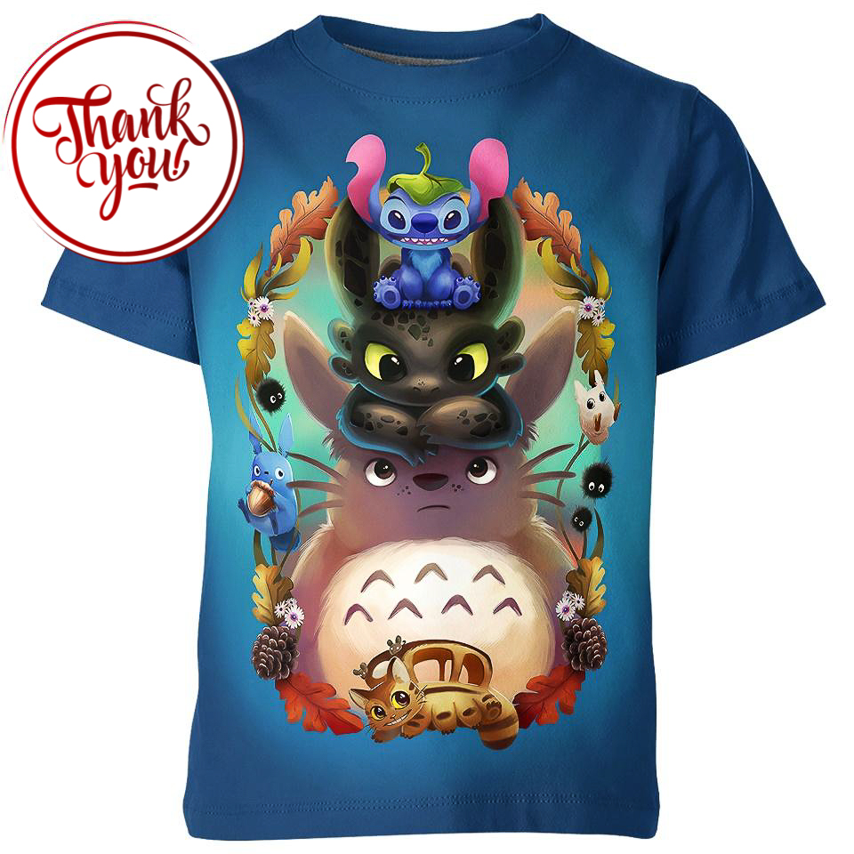 Cute Creatures - Studio Ghibli 3D Print Unisex T-Shirt