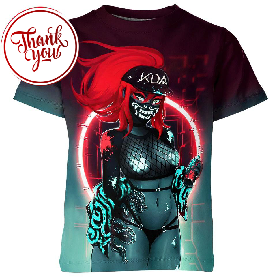 Akali Sporty Ahegao 3D Print Unisex T-Shirt