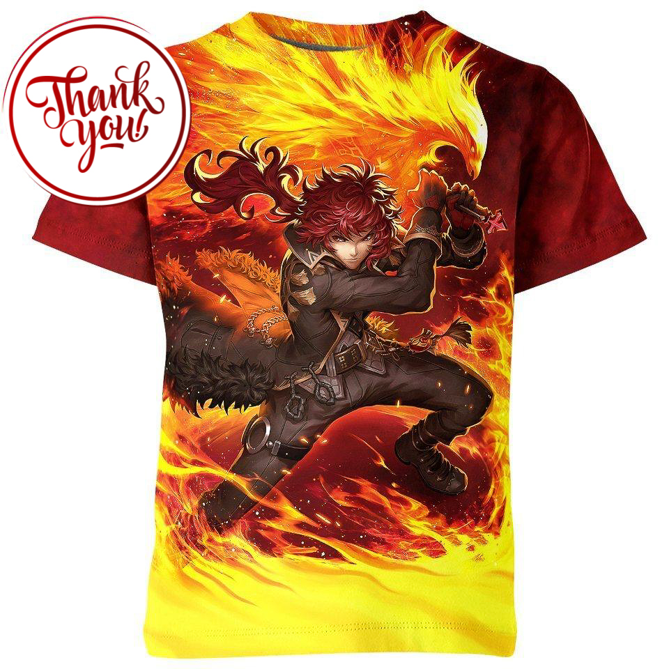 Diluc Ragnvindr Genshin Impact 3D Print Unisex T-Shirt