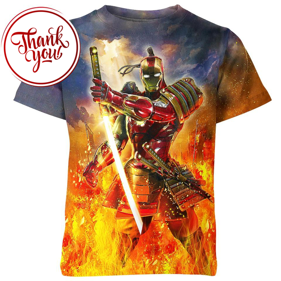 Samurai Iron Man 3D Print Unisex T-Shirt