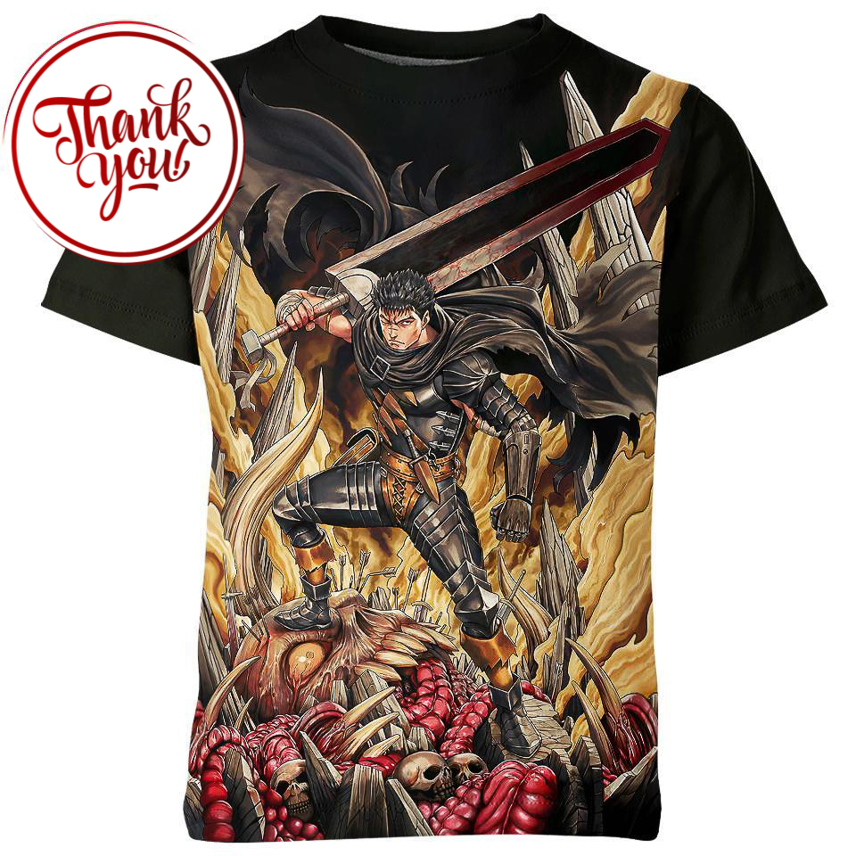 Black Swordsman - Guts Berserk 3D Print Unisex T-Shirt
