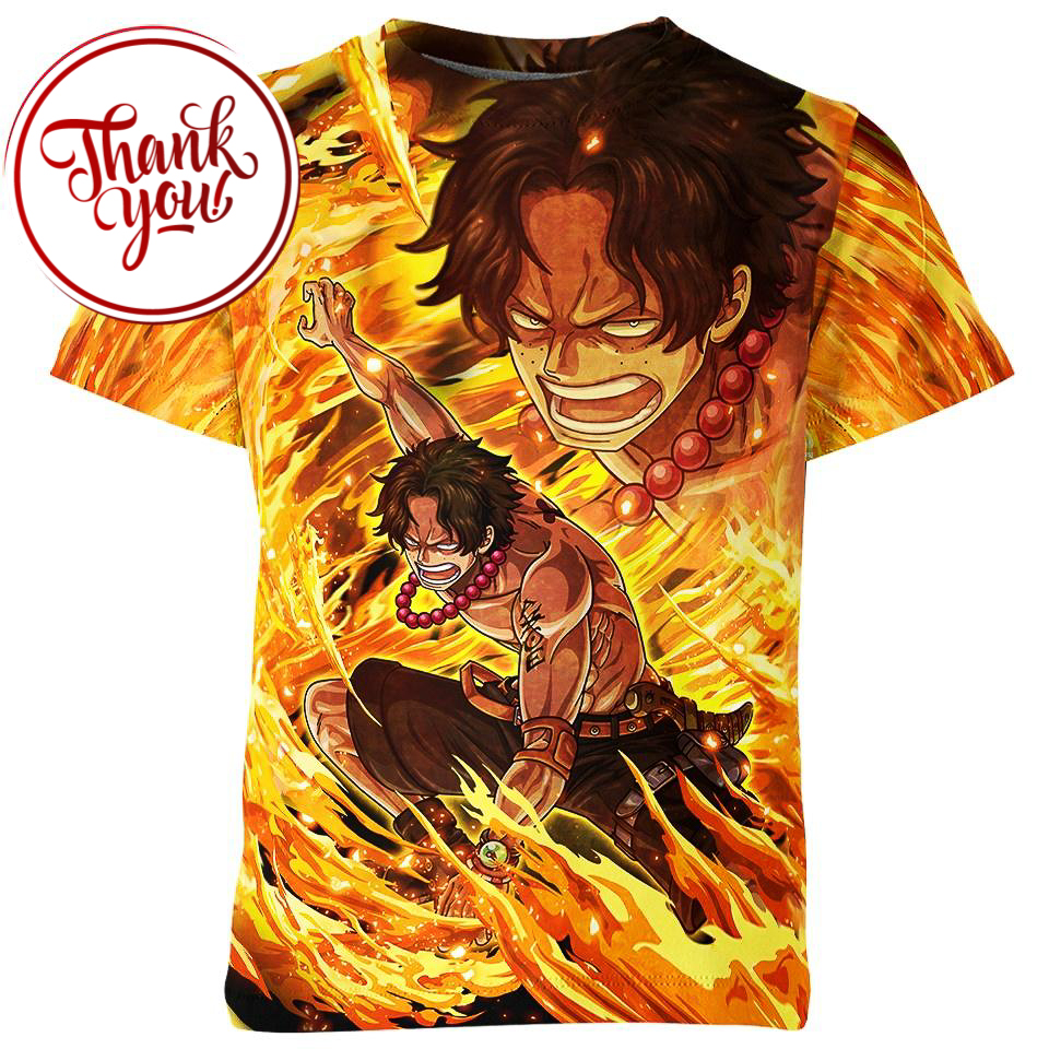 Fire Fist of Portgas D. Ace 3D Print Unisex T-Shirt
