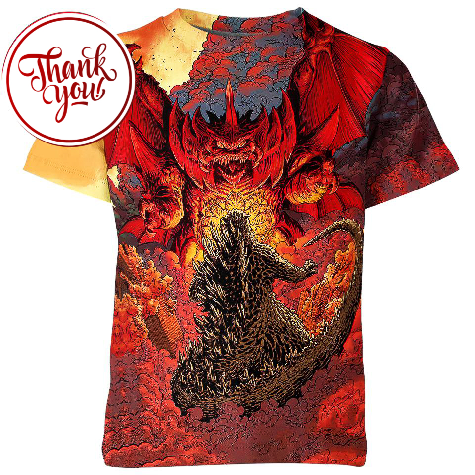 Death Fight Godzilla 3D Print Unisex T-Shirt