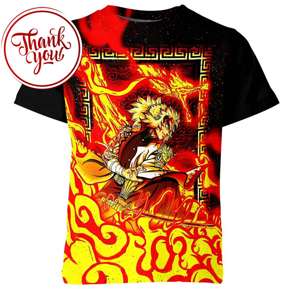 Flame Hashira - Demon Slayer Rengoku 3D Print Unisex T-Shirt