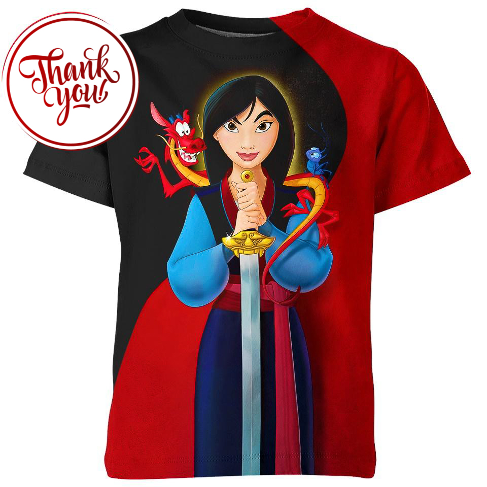 Mulan Princess Cartoon 3D Print Unisex T-Shirt