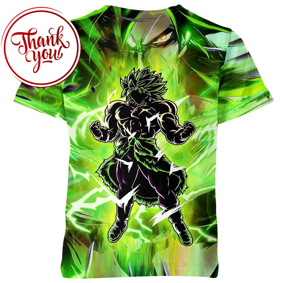 A Lime Green Energy Broly 3D Print Unisex T-Shirt
