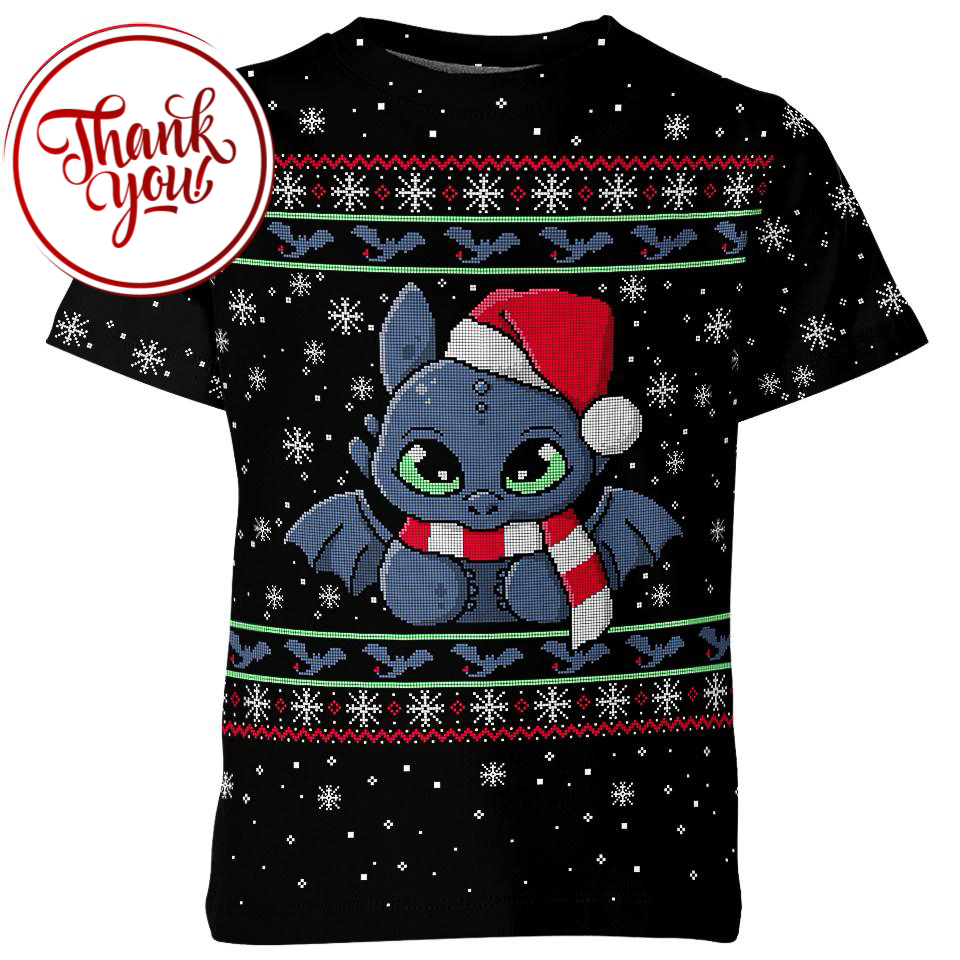 Dragon Magic Christmas Toothless 3D Print Unisex T-Shirt