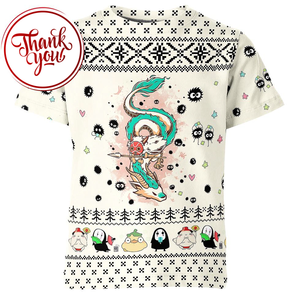 Christmas Spirited Away 3D Print Unisex T-Shirt
