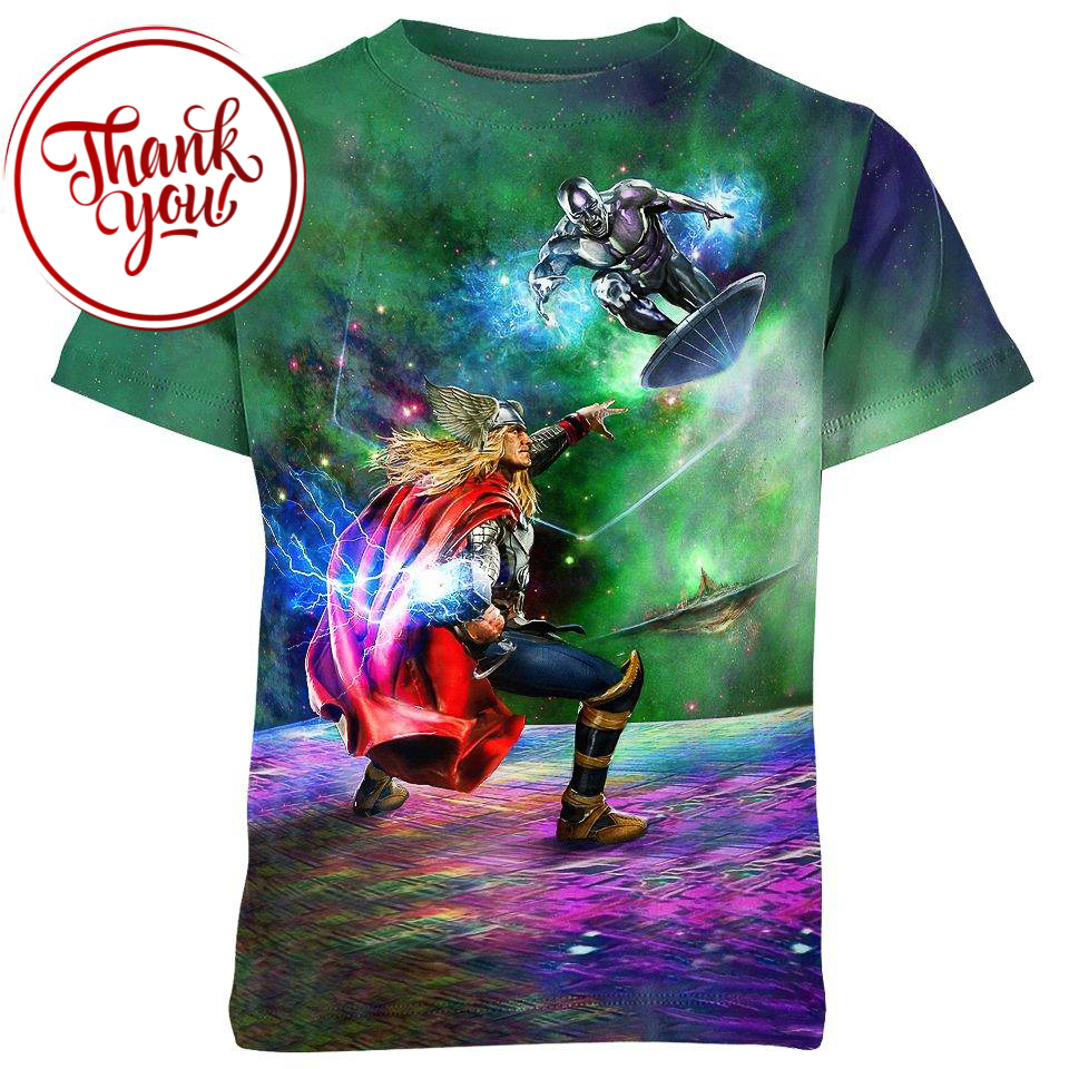 Silver Surfer and Thor 3D Print Unisex T-Shirt