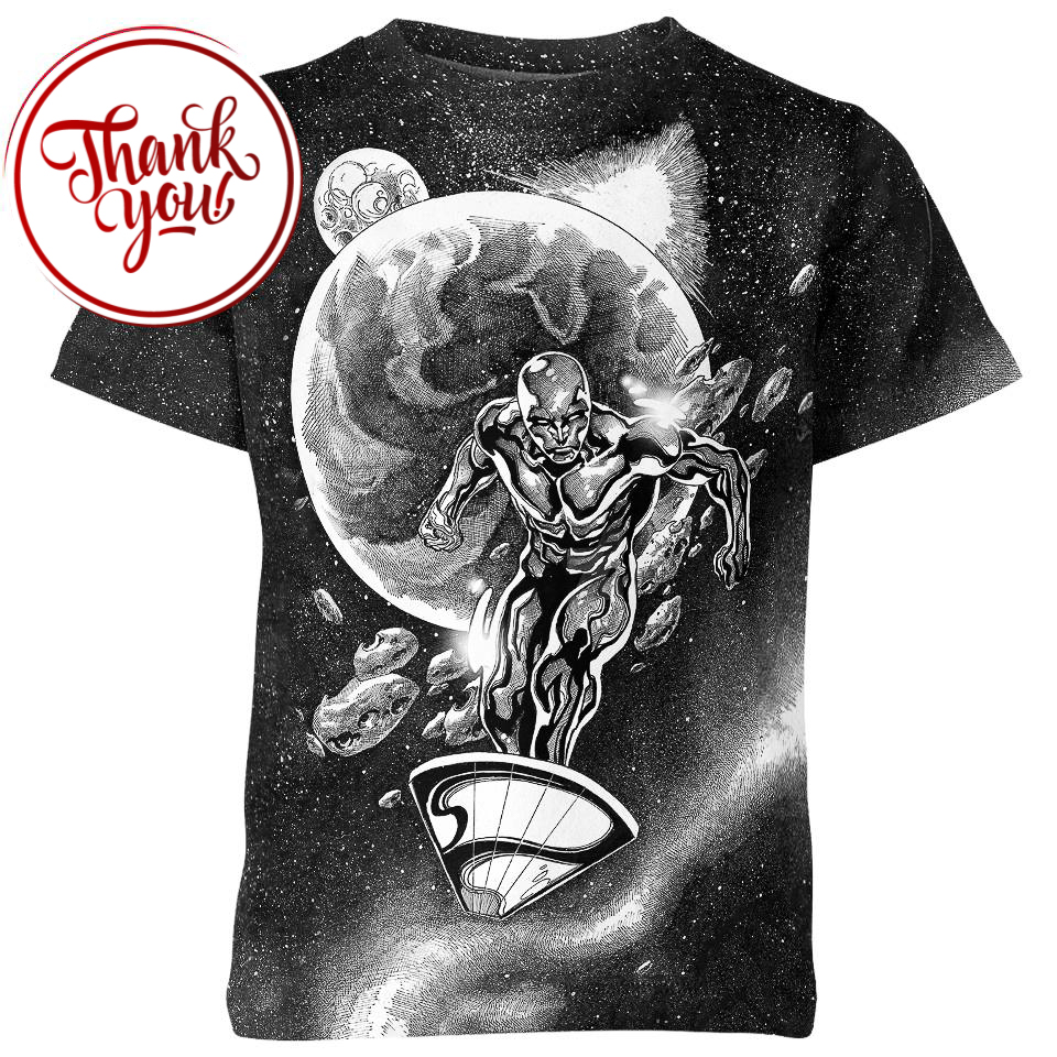 Silver Surfer Black And White Marvel 3D Print Unisex T-Shirt