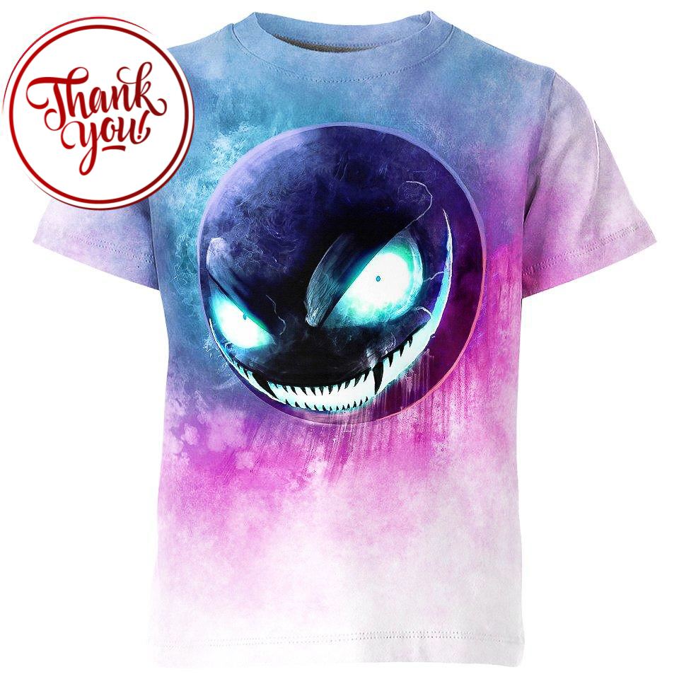 Creepy Gastly Pokemon 3D Print Unisex T-Shirt