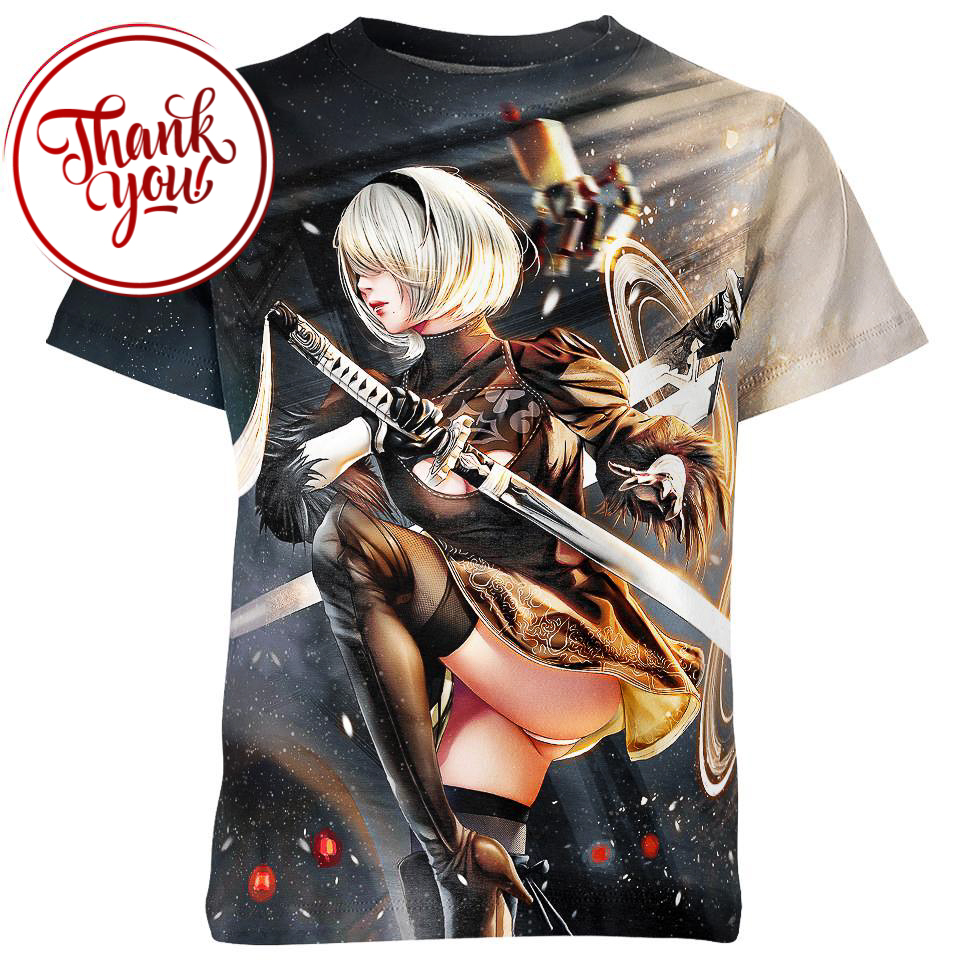 YoRHa No.2 Type B Nier Automata Game 3D Print Unisex T-Shirt