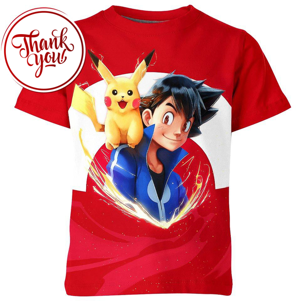 Ash and Pikachu 3D Print Unisex T-Shirt