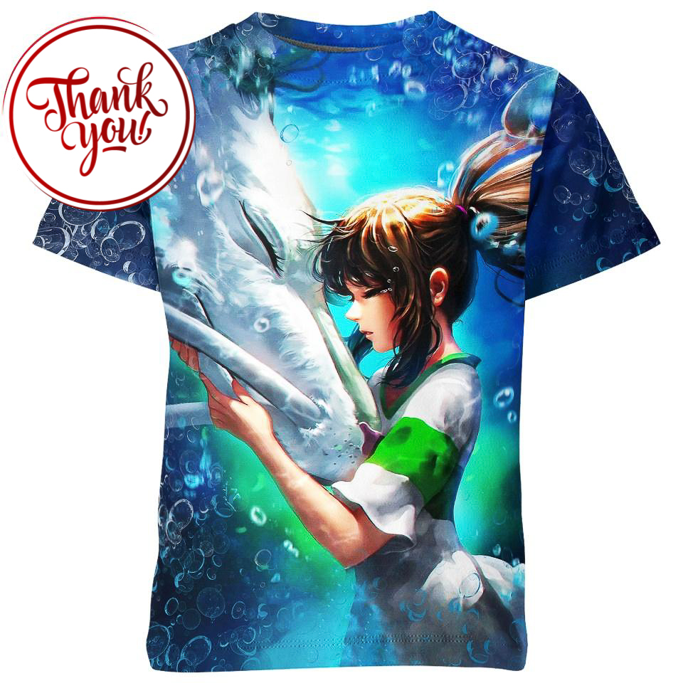Chihiro and Haku Underwater - Spirited Away 3D Print Unisex T-Shirt