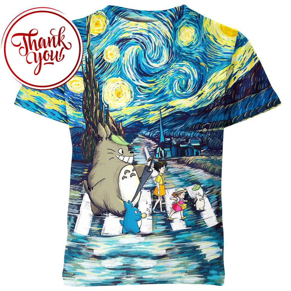 Starry Night Totoro 3D Print Unisex T-Shirt