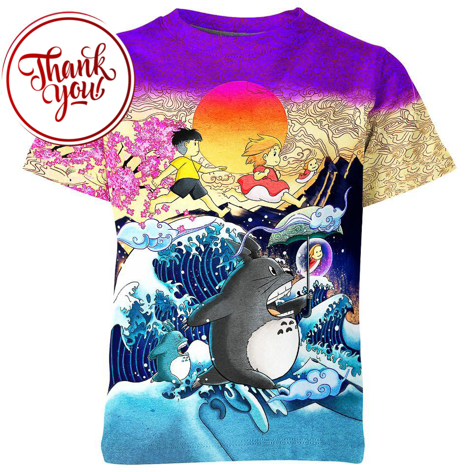 Ponyo with Totoro 3D Print Unisex T-Shirt