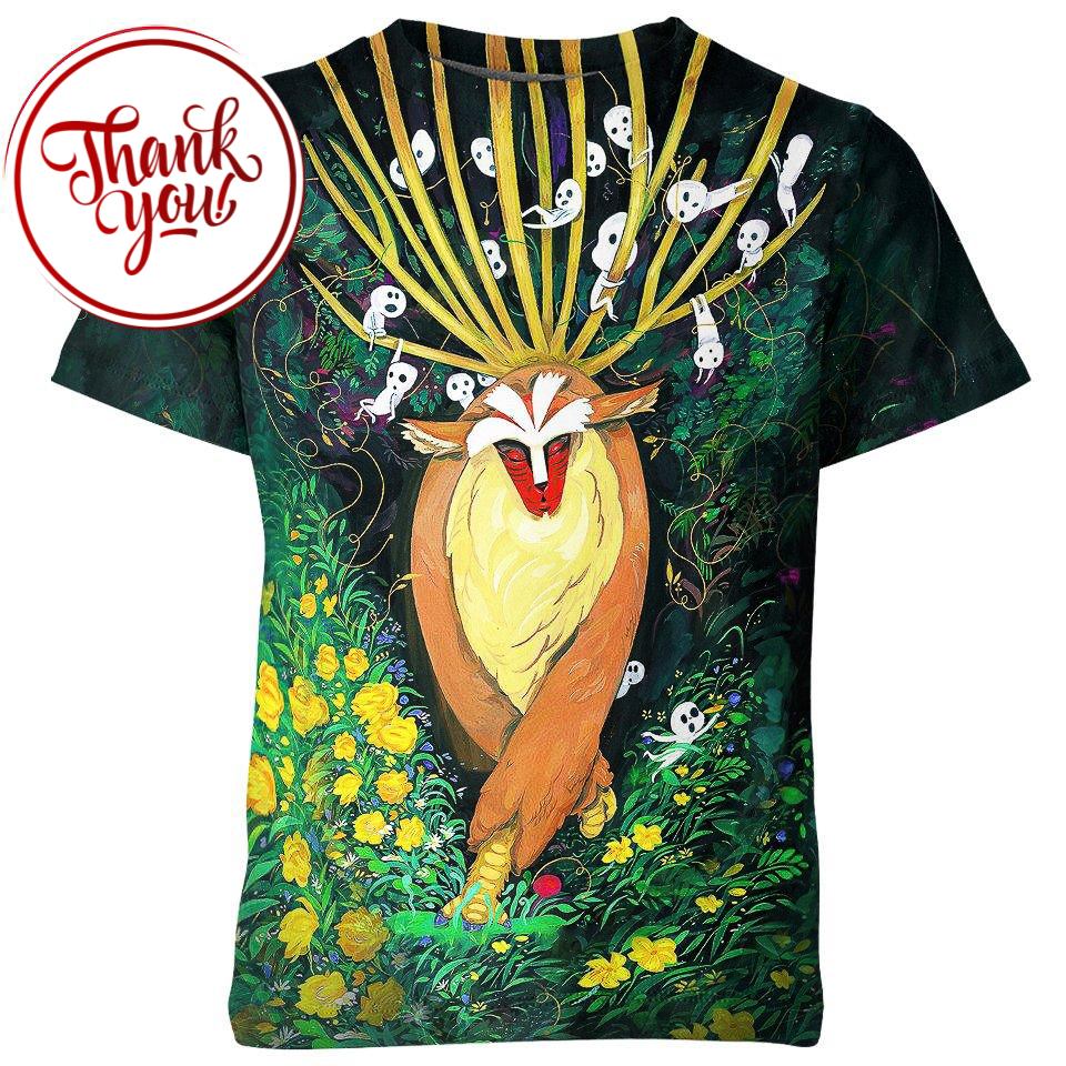 Deer God Studio Ghibli 3D Print Unisex T-Shirt