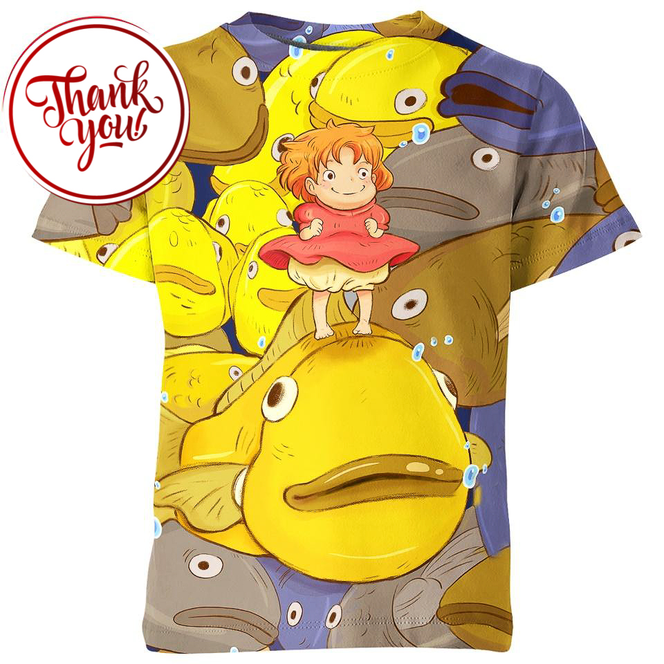 The Cliff by the Sea - Ponyo 3D Print Unisex T-Shirt