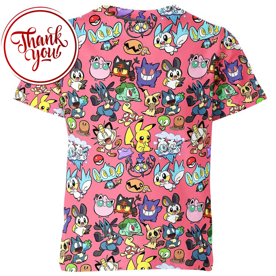Cute Pattern Pokemon 3D Print Unisex T-Shirt