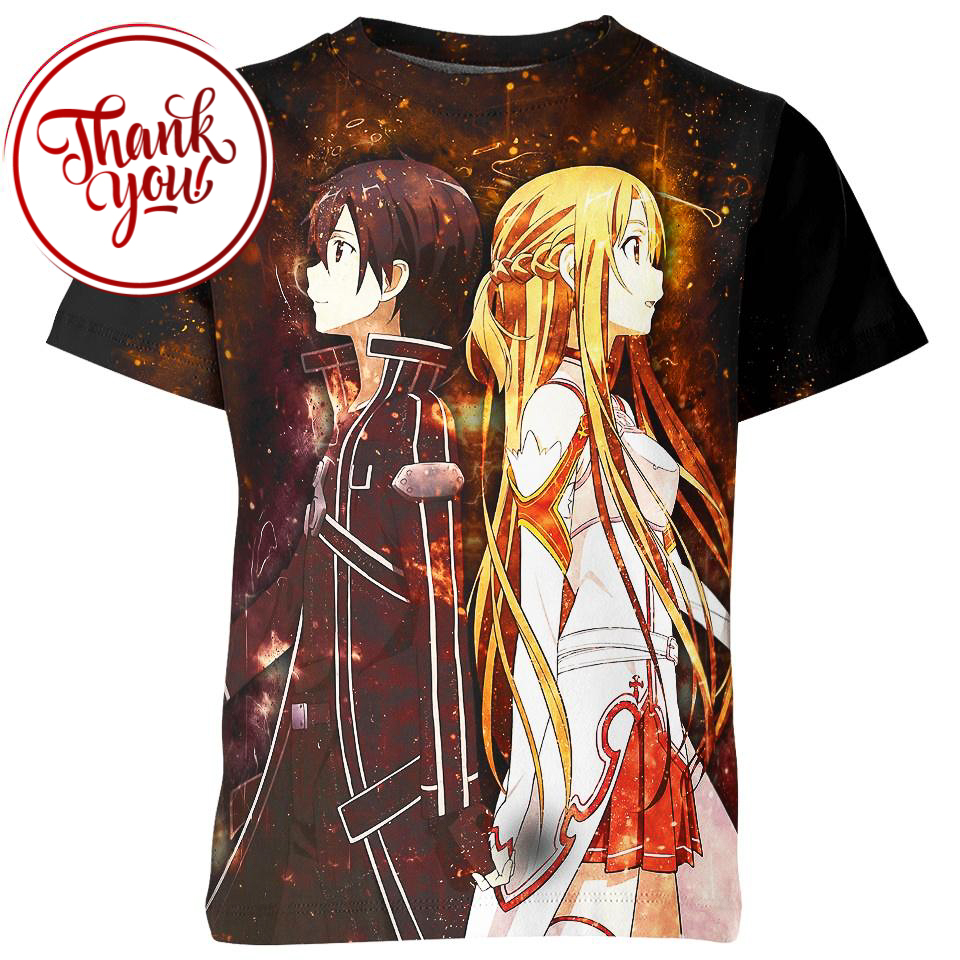 Asuna Yuuki and Kirito Sword Art Online 3D Print Unisex T-Shirt