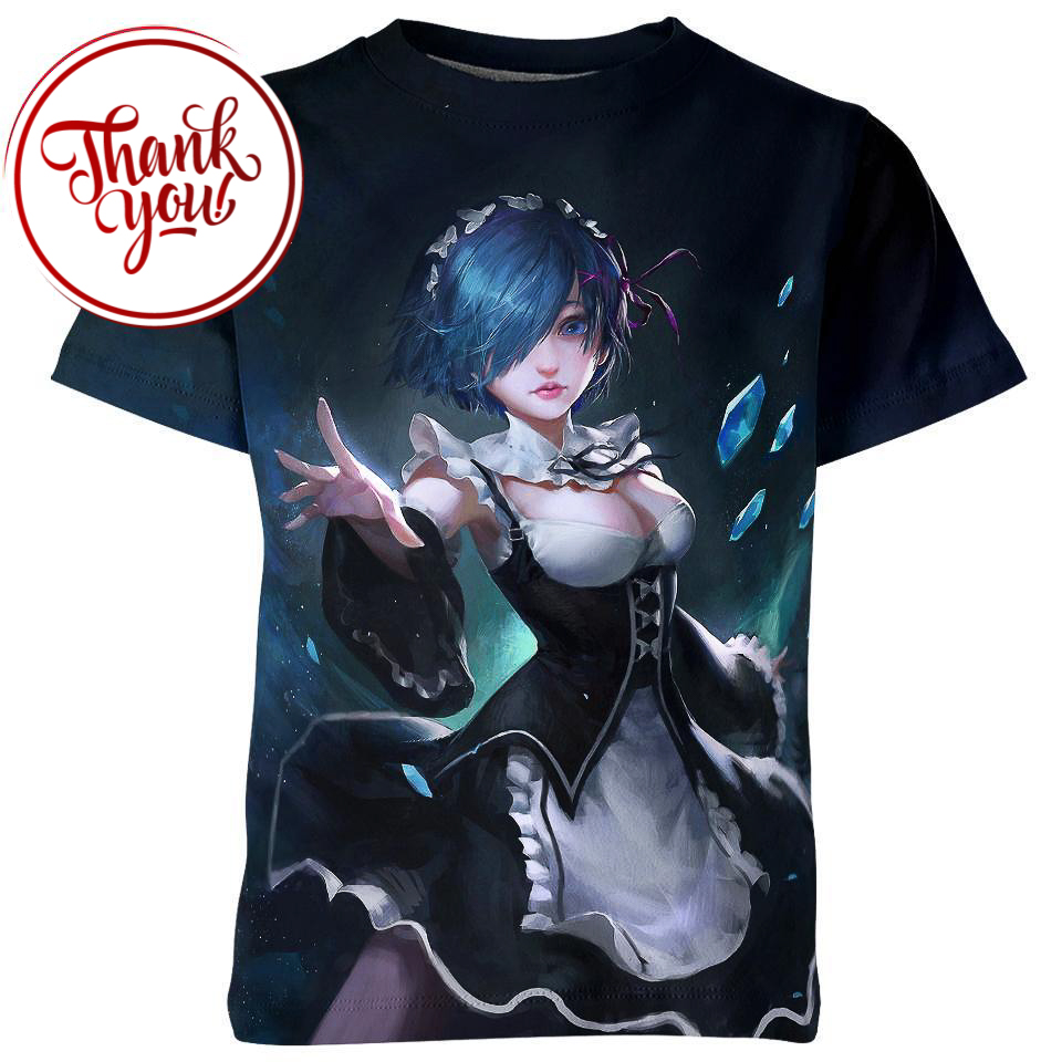 Rem The Maid - ReZero Anime 3D Print Unisex T-Shirt