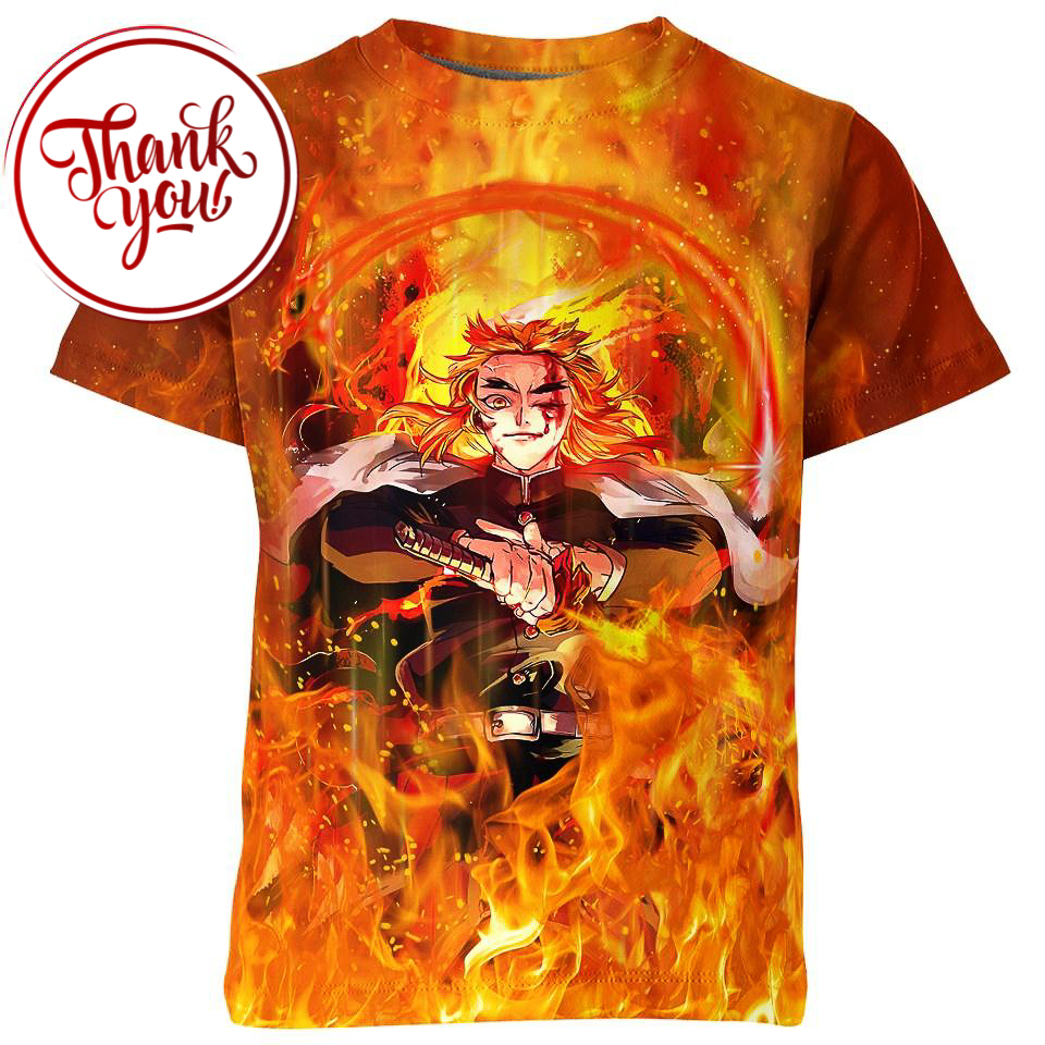 Flame Pillar - Demon Slayer Rengoku 3D Print Unisex T-Shirt