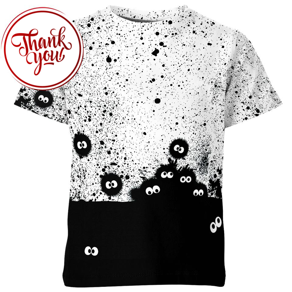Susuwatari Black White Studio Ghibli 3D Print Unisex T-Shirt
