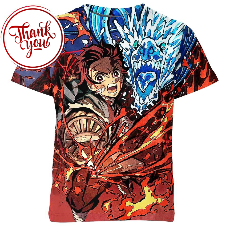 Setting Sun Transformation Kamado Tanjiro 3D Print Unisex T-Shirt