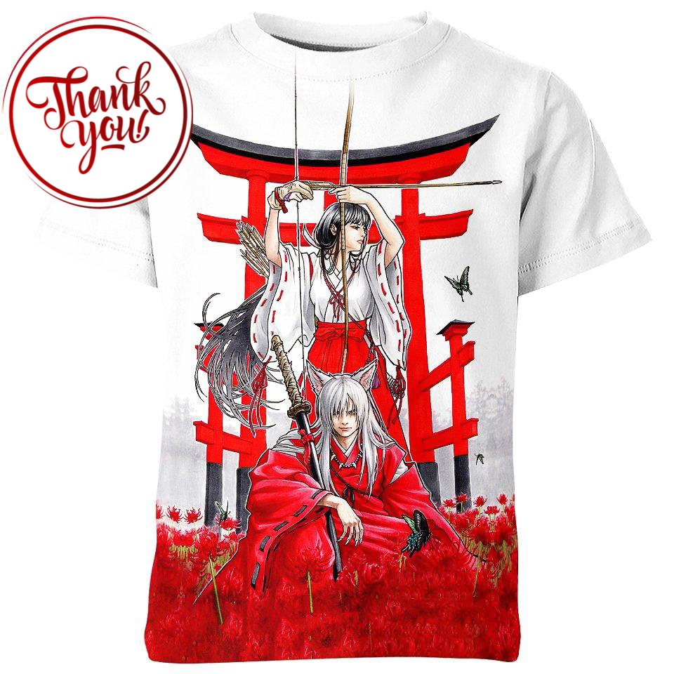 Kikyo with Inuyasha 3D Print Unisex T-Shirt