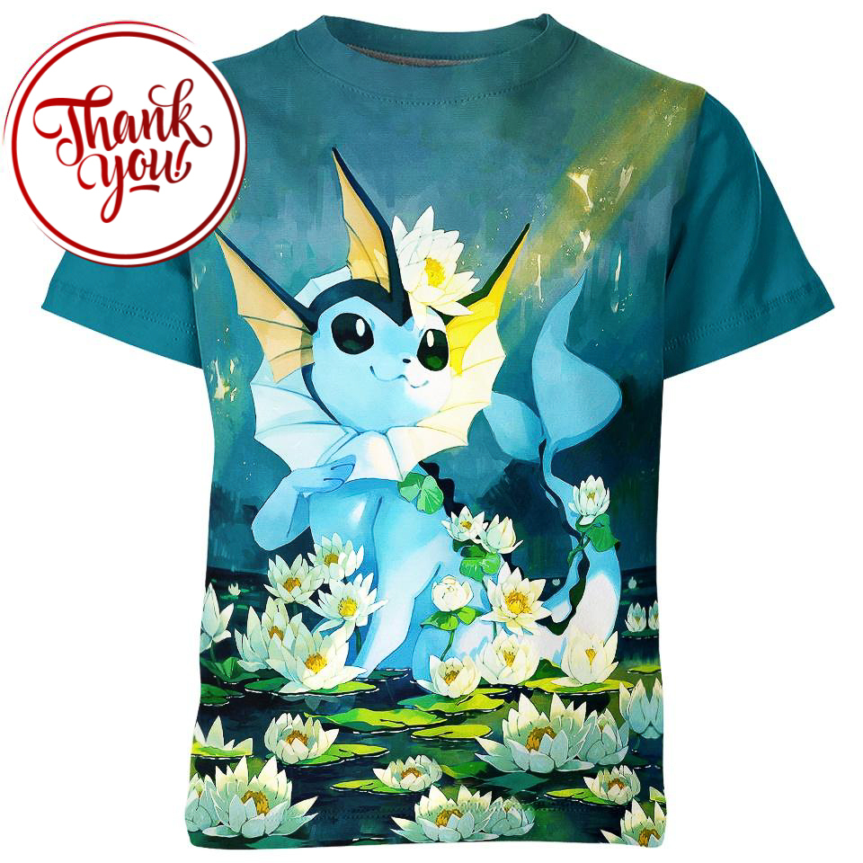 Vaporeon Pokemon 3D Print Unisex T-Shirt