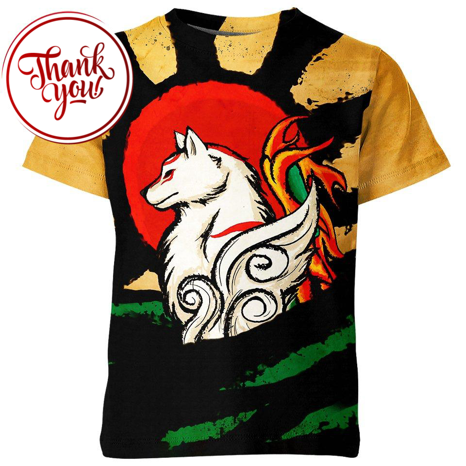 Okami Illustration Anime 3D Print Unisex T-Shirt
