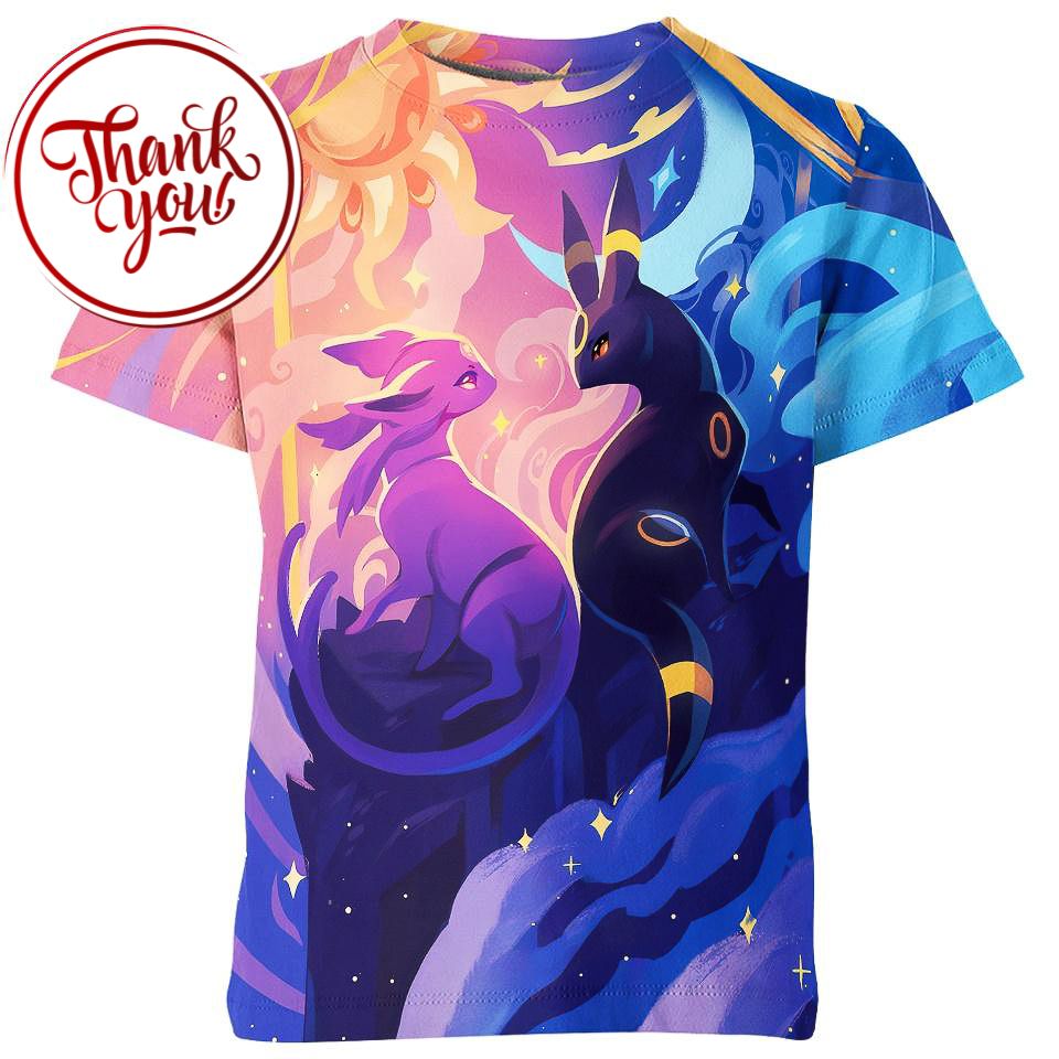 Espeon and Umbreon 3D Print Unisex T-Shirt