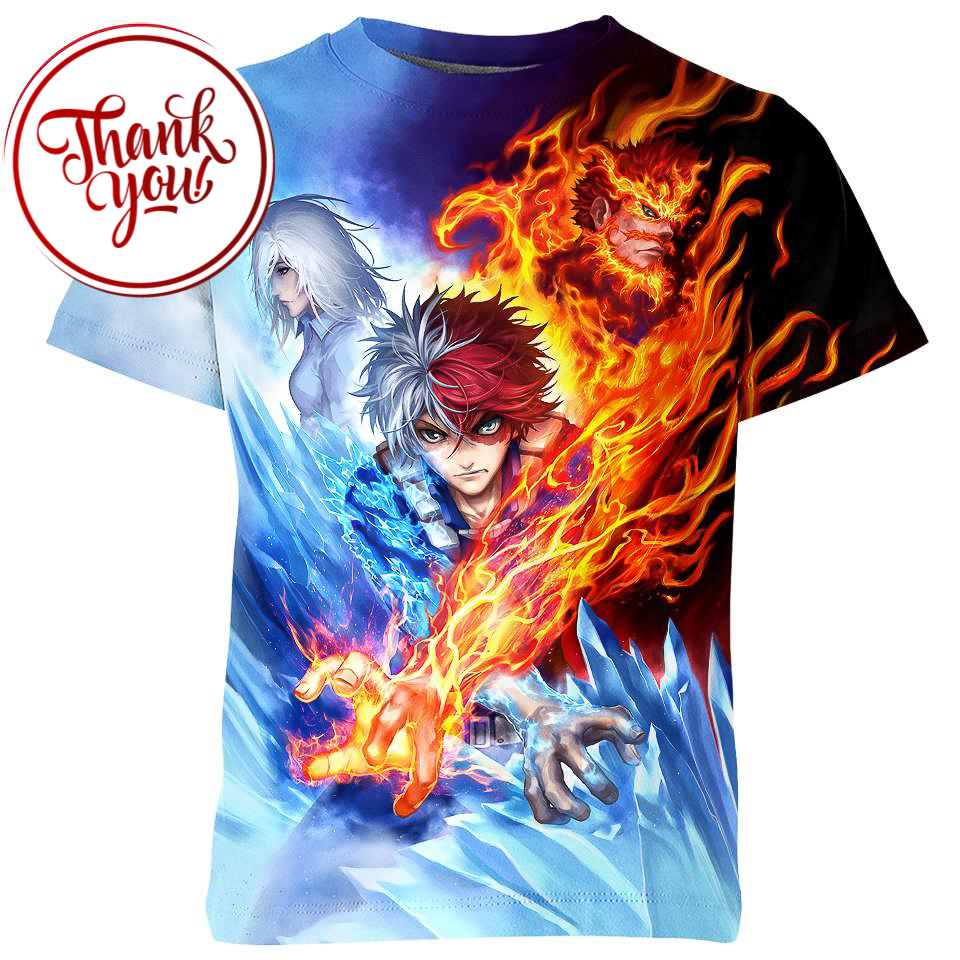 Unnamed Ice Quirk Shoto Todoroki 3D Print Unisex T-Shirt
