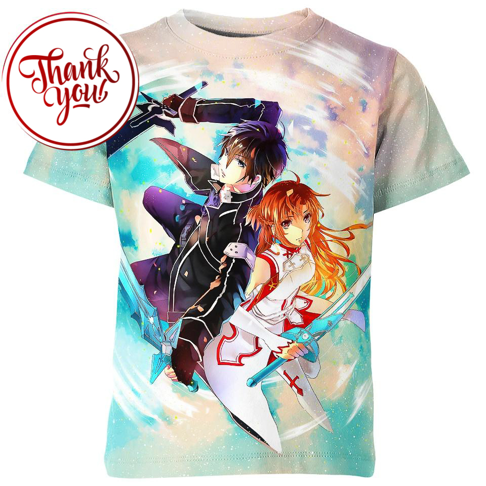 Kirito with Asuna Sword Art Online 3D Print Unisex T-Shirt