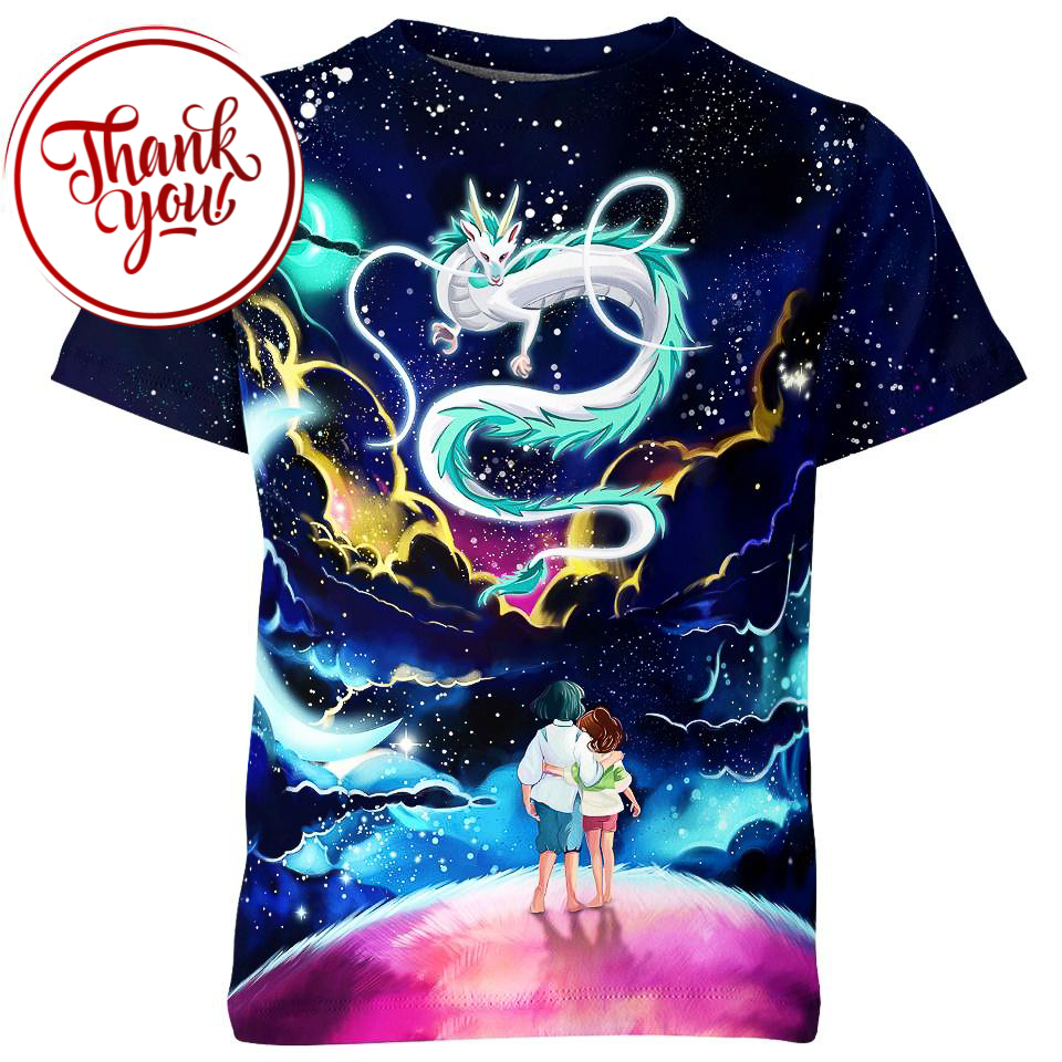 Haku in Night Galaxy Spirited Away 3D Print Unisex T-Shirt
