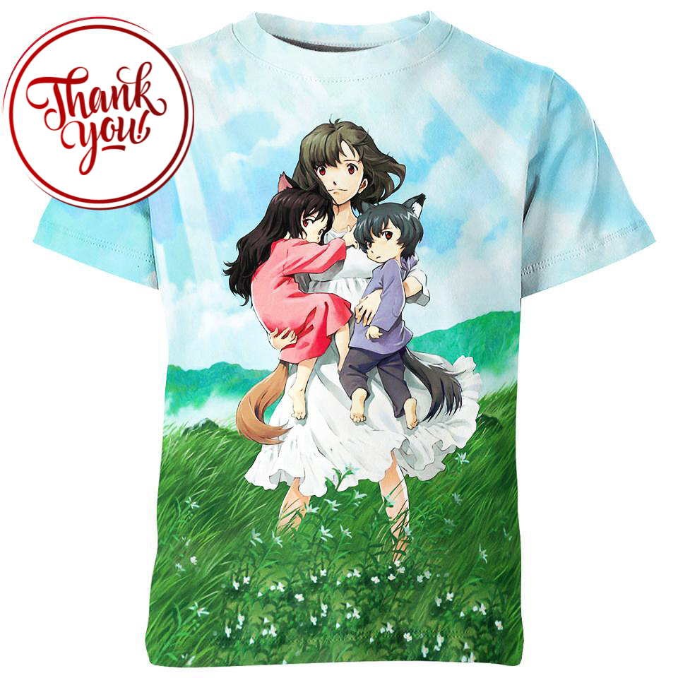 Ame and Yuki - Studio Ghibli 3D Print Unisex T-Shirt