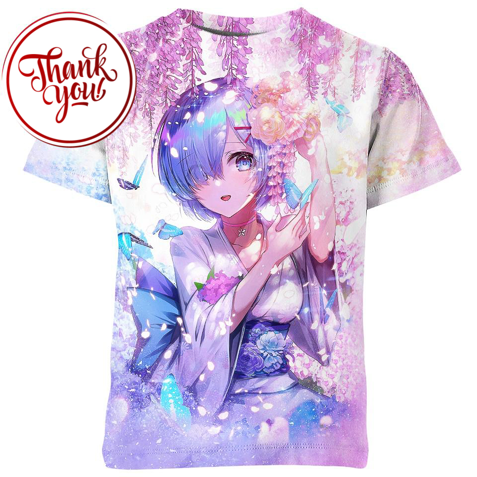 Rem in Kimono - ReZero Anime 3D Print Unisex T-Shirt