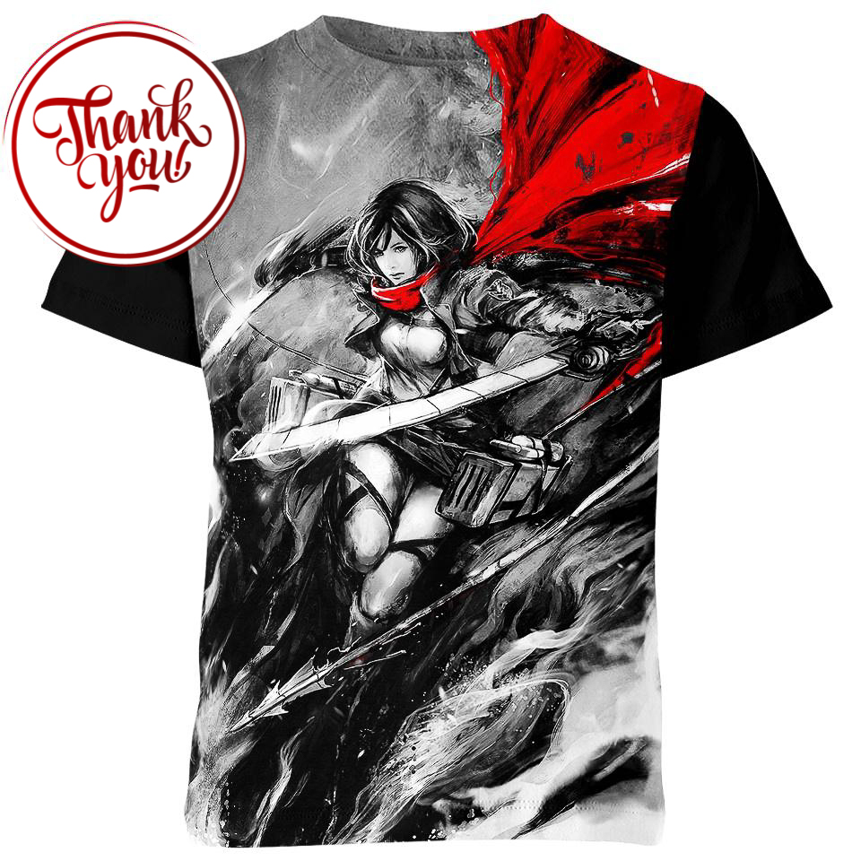 The World She Saw - Mikasa Attack On Titan 3D Print Unisex T-Shirt