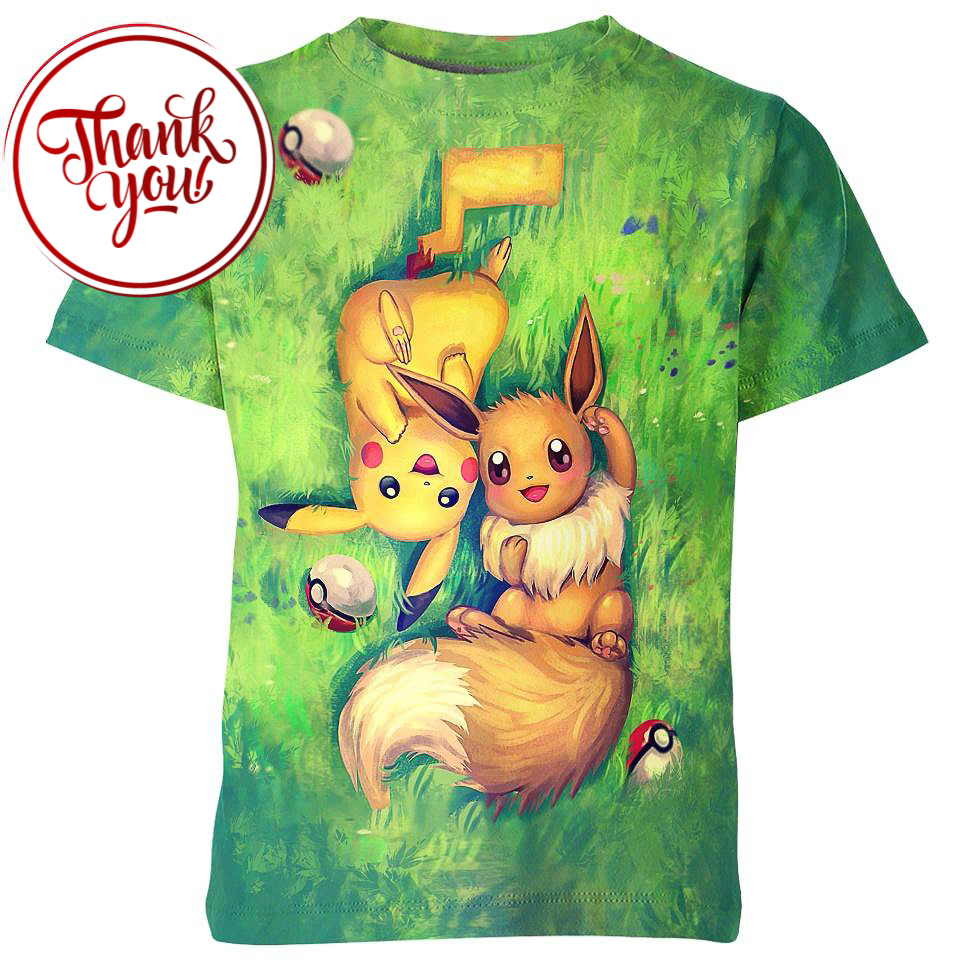 Eevee & Pikachu 3D Print Unisex T-Shirt