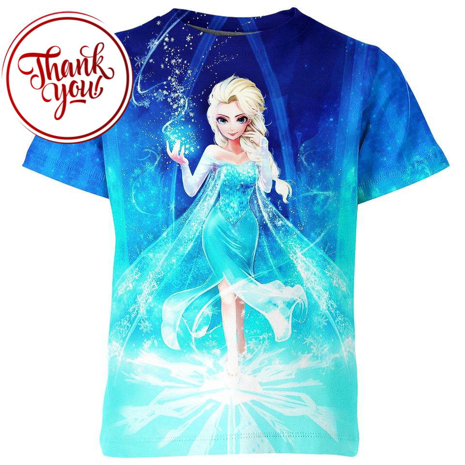 Queen Elsa Frozen Cartoon 3D Print Unisex T-Shirt