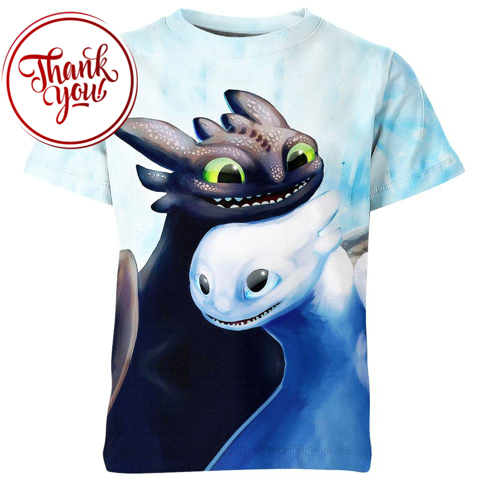 Furies in Love - Light Fury and Toothless 3D Print Unisex T-Shirt