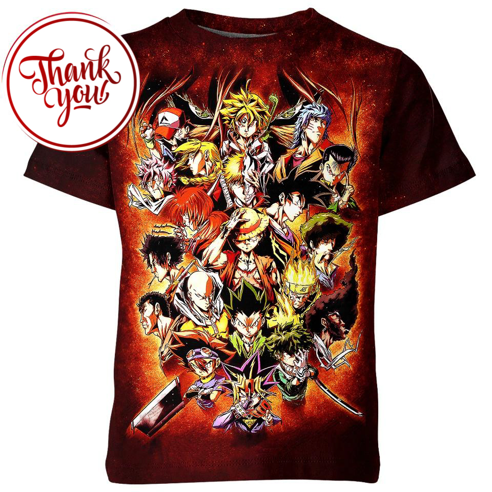 Main Anime Characters 3D Print Unisex T-Shirt
